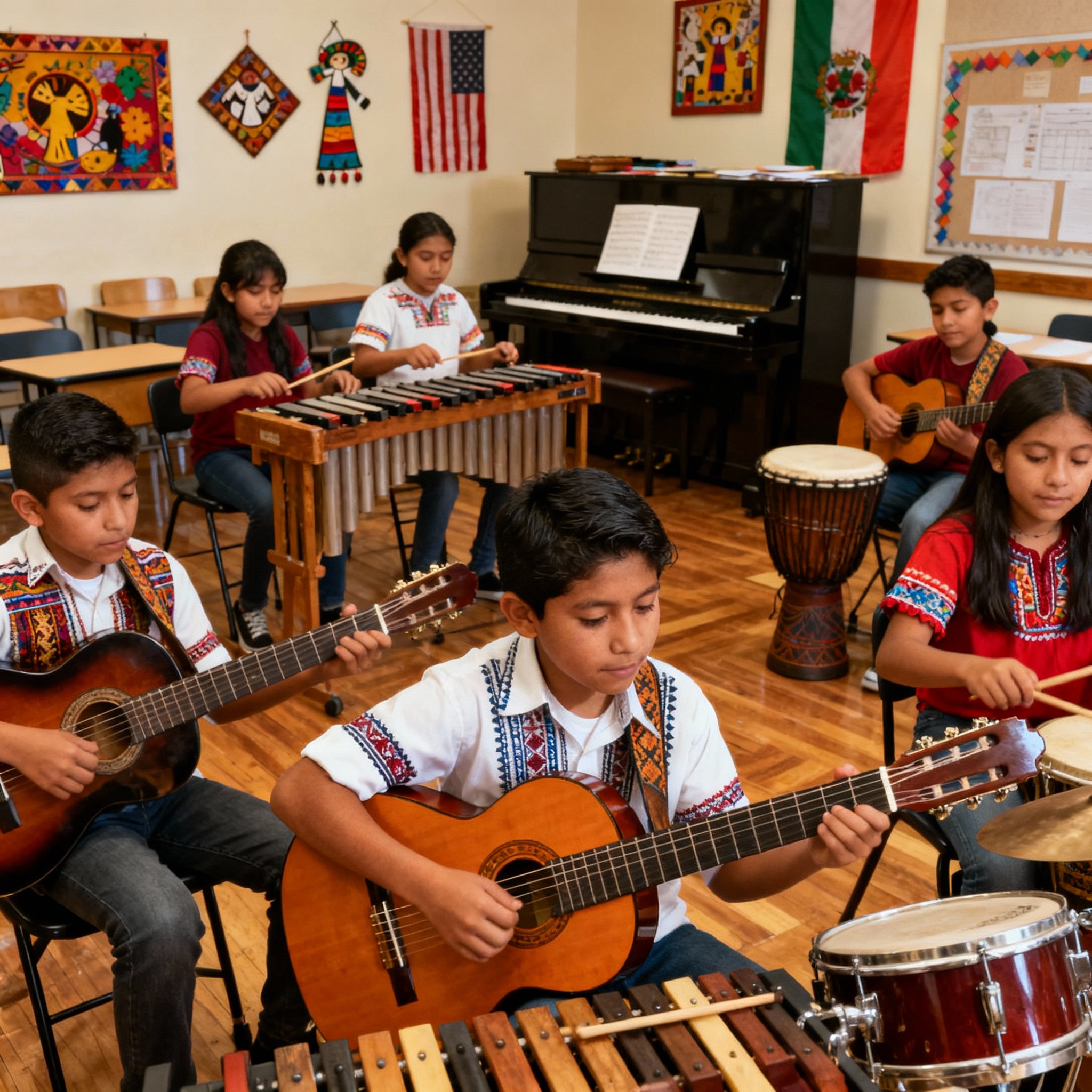Estudiantes participando en educación musical en la sociedad contemporánea